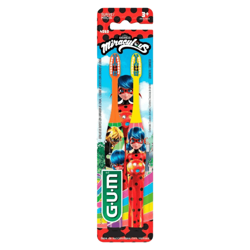 Escova Dental Infantil Miraculous Gum com 2 unidades