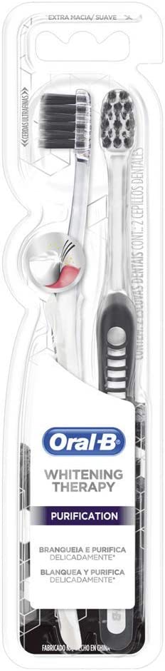 Escova Dental Oral-B Whitening Theraphy Purif Macia com 2 Unidades
