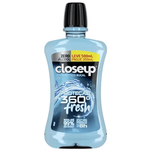 Enxaguante Bucal Close Up Ice Proteção 360 Fresh Zero com 500ml