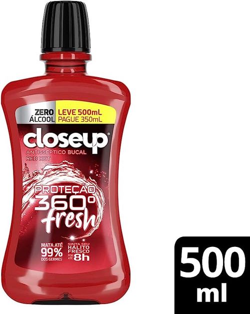 Enxaguante Bucal Close Up Prot 360 Fresh Zero Red Hot 500mL