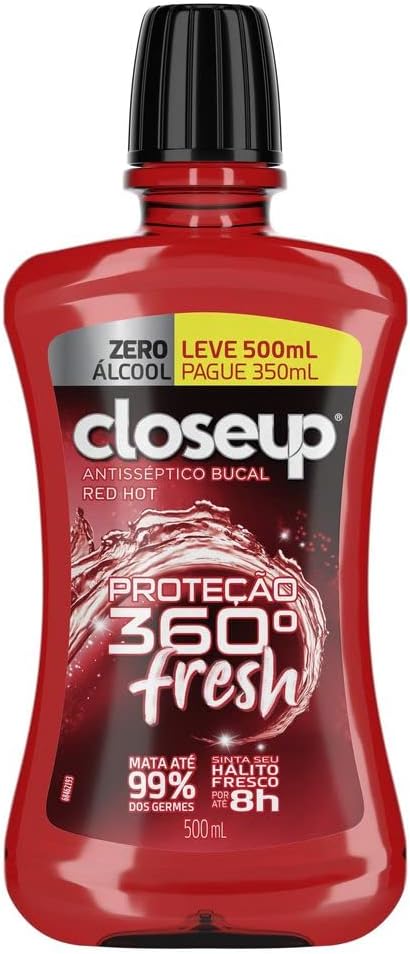 Enxaguante Bucal Close Up Prot 360 Fresh Zero Red Hot 500mL