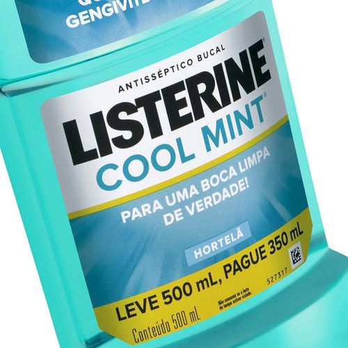 Antisséptico Bucal Listerine Cool Mint Hortela Leve 500ml Pague 350ml