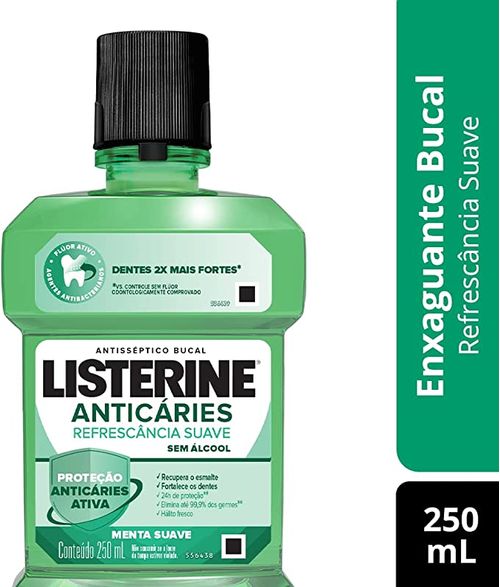 Enxaguante Bucal Antisséptico Listerine Anticáries Zero Álcool Menta 250ML