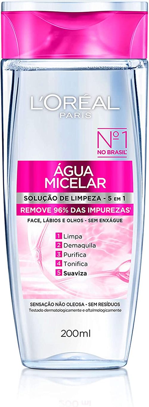 Água Micelar L'Oréal  Solução de Limpeza Facial 5 em 1 200ML