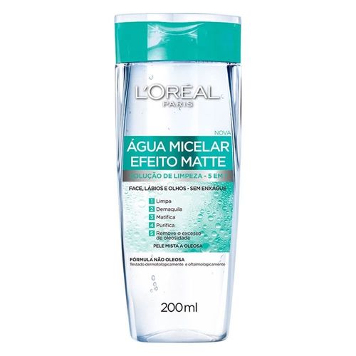 Água Micelar L'Oréal Paris Efeito Matte com 200ml