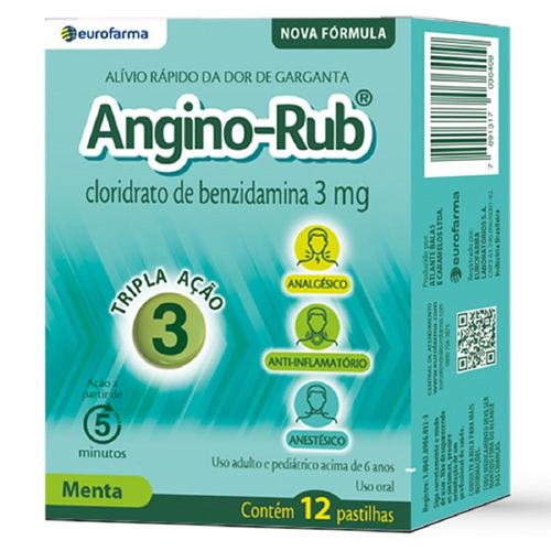 Angino-Rub Menta com 12 Pastilhas