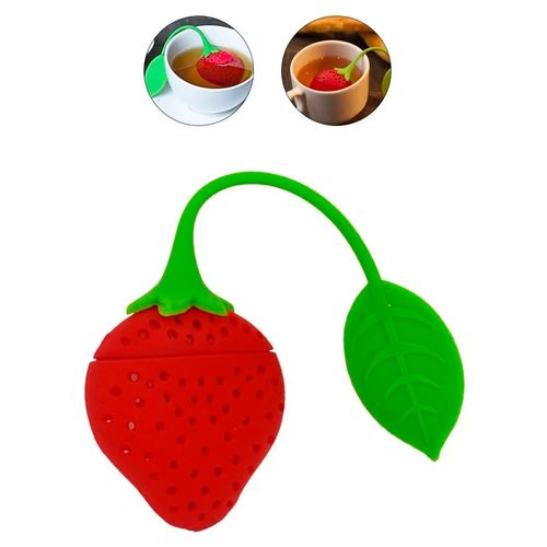 Infusor de Chá Ervas Morango Silicone Lavável Prático Prana