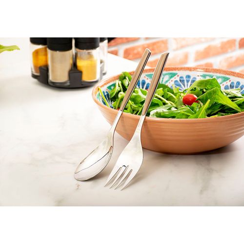 Colher e Garfo Salada 2 Peças Grande Tabaco Glamour Bugatti