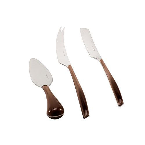 Kit 3 Peças Queijo Faca Espátula Petisco Luxo Tabaco Bugatti
