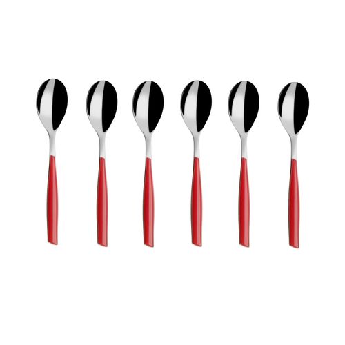 Colher para Café Inox 13cm 6 peças Vermelha Glamour Bugatti
