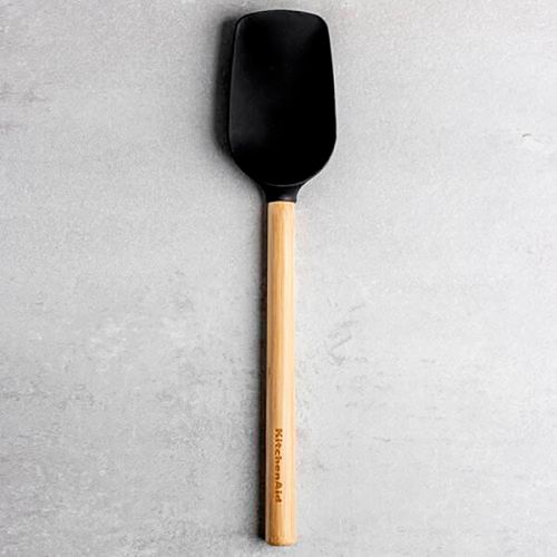 Espátula Colher de Bambu Silicone Cozinha Preto KitchenAid