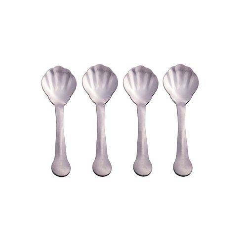 Colher para Café Chá 4 Peças Formato de Concha Inox 13cm