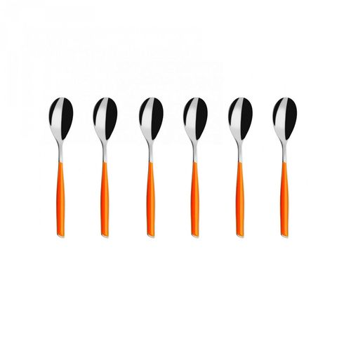 Colher para Café 15cm 6 peças Laranja Glamour Inox Bugatti