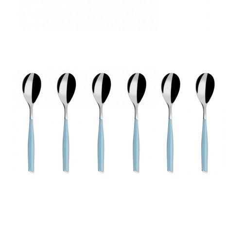 Colher para Café 15cm 6 peças Azul Glamour Inox Bugatti