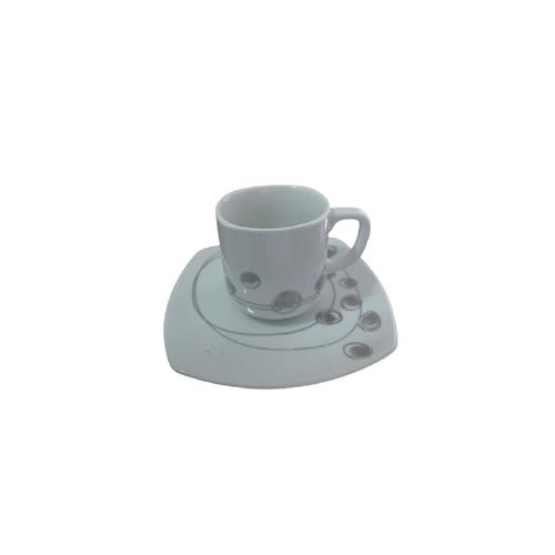 Jogo 6 Xícaras e Pires 50ml Café Porcelana Italiana Bugatti