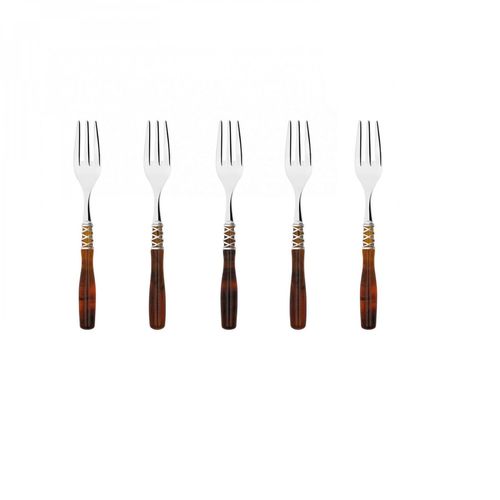 Conjunto Garfo Sobremesa 5 pçs Anel Cromado Arianna Bugatti