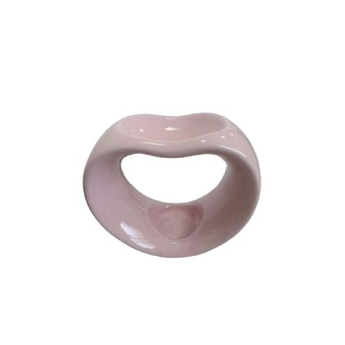 Porta Vela Coração em Cerâmica Decorativo Romântico Rosa