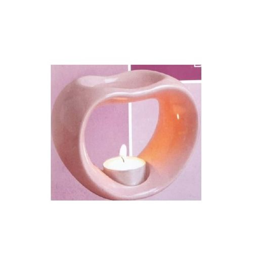 Porta Vela Coração em Cerâmica Decorativo Romântico Rosa