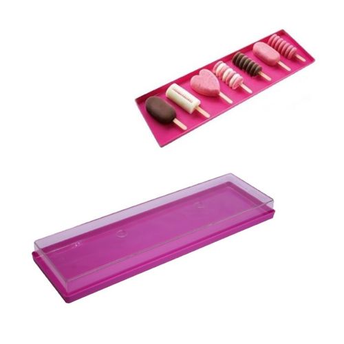 Bandeja Expositor com Tampa Festa Buffet Rosa Silikomart