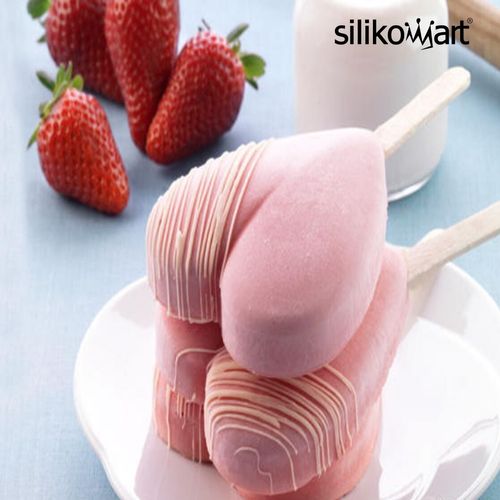 Molde 2 Sorvetes Gelatto Silicone Palito Coração Silikomart