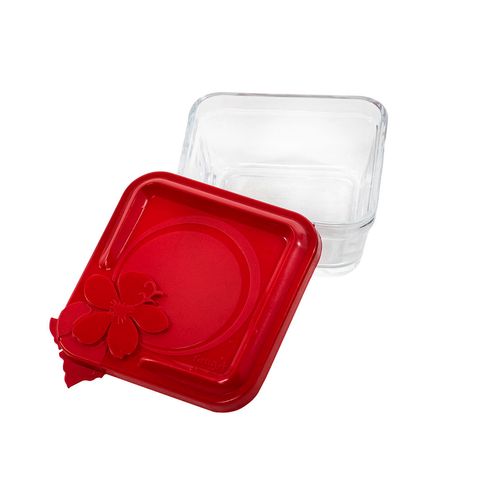 Pote em Vidro com Tampa 200ml Vermelho Multiuso Renga