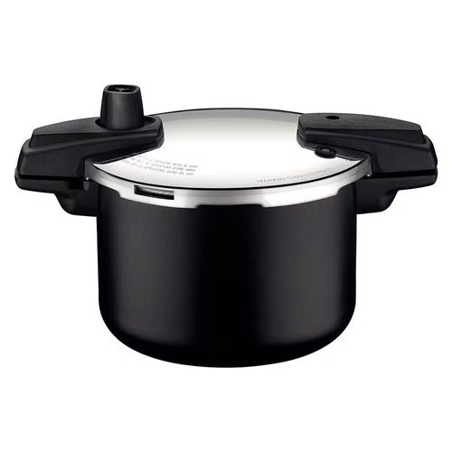 Panela de Pressão Tramontina Arizona em Alumínio, Revestimento Starflon Max 4,5L – Preto + Faqueiro 12 Peças Leme com Lâminas em Aço Inox – Preto