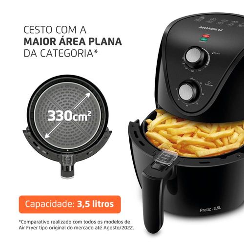 Fritadeira Elétrica Sem Óleo Air Fryer Mondial AF35-BF MK NE 1500W 3,5 Litros - Preta 220V