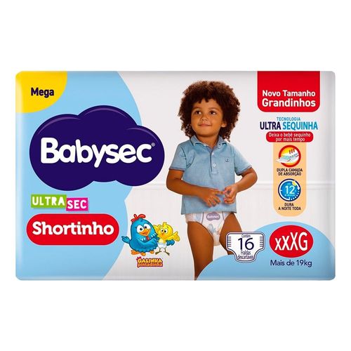 Fralda Descartável Babysec Ultrasec Shortinho Mega Tamanho XXXG 16 Unidades