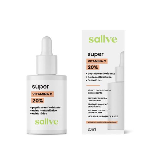 Sérum Facial Concentrado Sallve Super Vitamina C 20% Com Peptídeo Antioxidante 30ml
