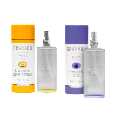 Kit Colônia Granado Terrapeutics Bergamota e Flor Laranjeira 230ML+Lavanda e Cedro 230ml