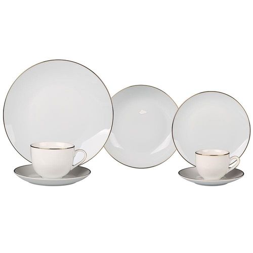 Aparelho de Jantar 42 Peças L`Hermitage Legacy em Porcelana - Branco/Dourado