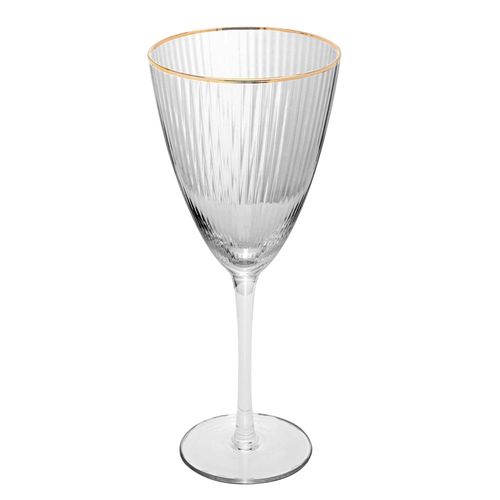 Conjunto de Taças para Vinho Wolff com Borda Dourada Lines 400 ml em Vidro – 2 Peças
