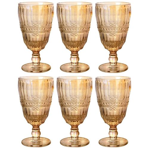 Conjunto de Taças L`hermitage Fratello em Vidro Âmbar Luster 330ml - 6 Peças