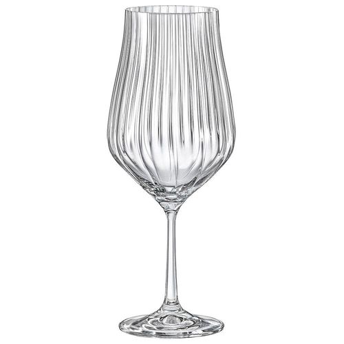 Conjunto de Taças para Água Bohemia Tulipa Optic em Cristal 550ml - 6 Peças