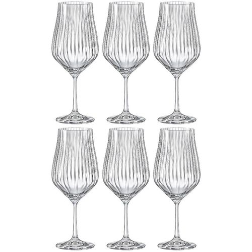 Conjunto de Taças para Água Bohemia Tulipa Optic em Cristal 550ml - 6 Peças