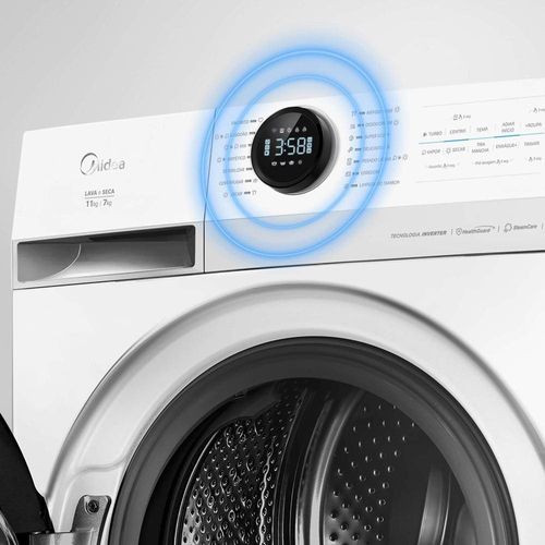 Lava e Seca Midea Slim HealthGuard Smart MF201D110WB/WK Branca com 14 Programas, Wi-Fi e Compatível com Alexa – 11kg 110V