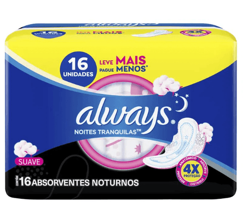 Absorvente Always Noturno Noites Tranquilas Suave com Abas com 16 unidades