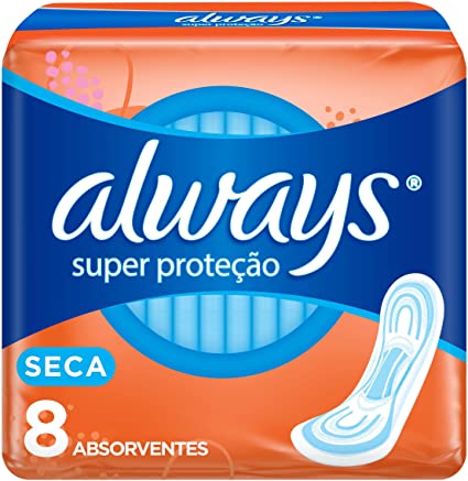 Absorvente Always Super Proteção Cobertura Seca Sem Abas com 8 Unidades
