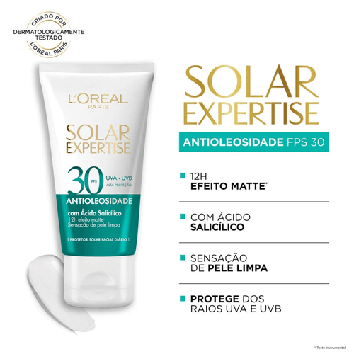 Protetor Solar Facial Antioliosidade FPS 30 L'Oreal Expertise Pele oleosa 40g
