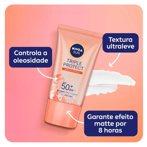 Protetor Solar Facial Antiacne FPS 50 NIVEA Sun 40ml