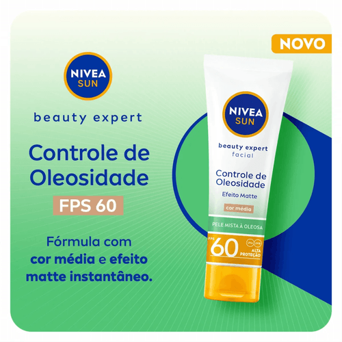 Protetor Solar Facial Controle de Oleosidade Efeito Matte FPS 60 Nivea Sun Cor Média 40g