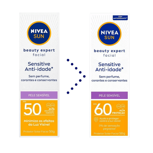 Protetor Solar Facial NIVEA Sun Anti-idade Sensitive Fps60 50g