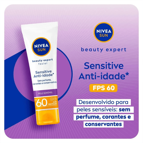 Protetor Solar Facial NIVEA Sun Anti-idade Sensitive Fps60 50g
