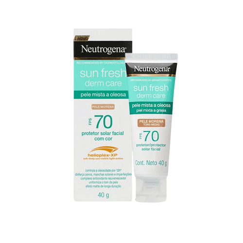 Protetor Solar Facial FPS 70 Neutrogena Sun Fresh Derm Care Pele Morena 40g