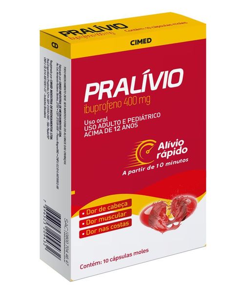 Pralívio Ibuprofeno Cimed 400mg 10 Cápsulas