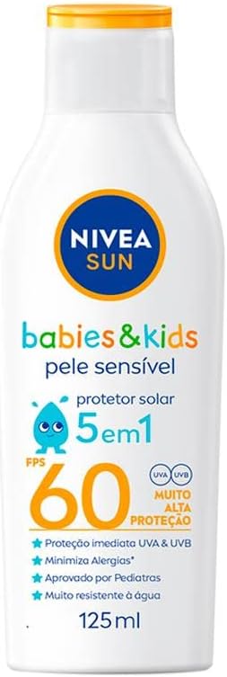 Protetor Solar Nivea Kids & Babies Pele Sensível FPS60 Sensitive Pure 125Ml