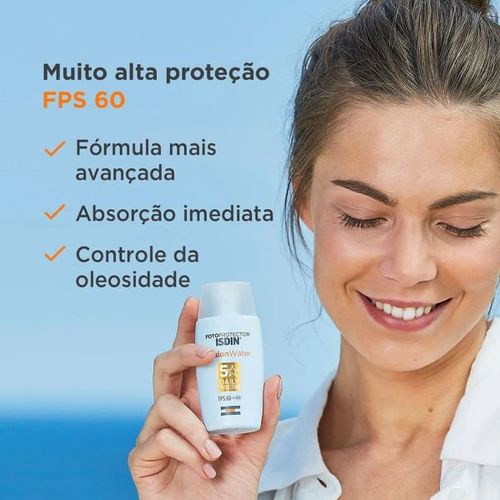 Protetor Solar Facial Isdin Fusion Water Oil Control FPS 60 30ml