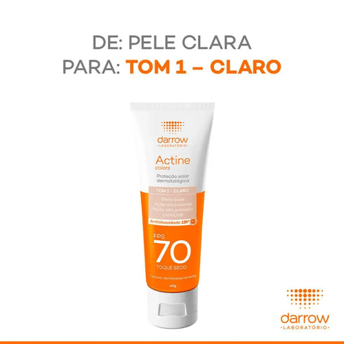 Protetor Solar Facial FPS 70 Darrow Actine Tom 1 - Claro 40g