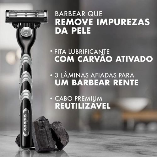 Carga Gilette Mach 3 Carvão Carbono 8 Unidades