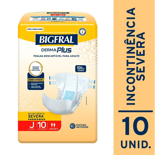 Fralda Geriátrica Bigfral Derma Plus Juvenil com 10 Unidades
